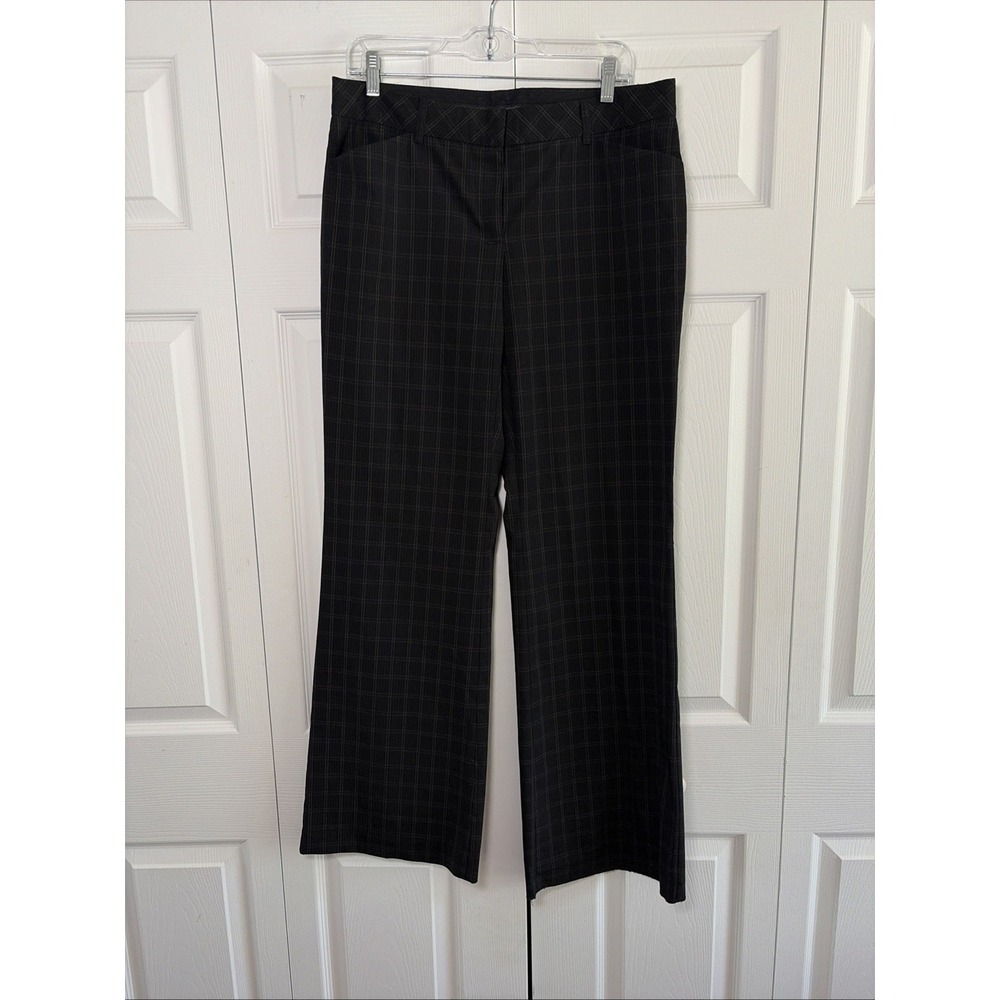 Express Design Studio Editor Womens 10 Black Plaid Wide Leg Career Trousers